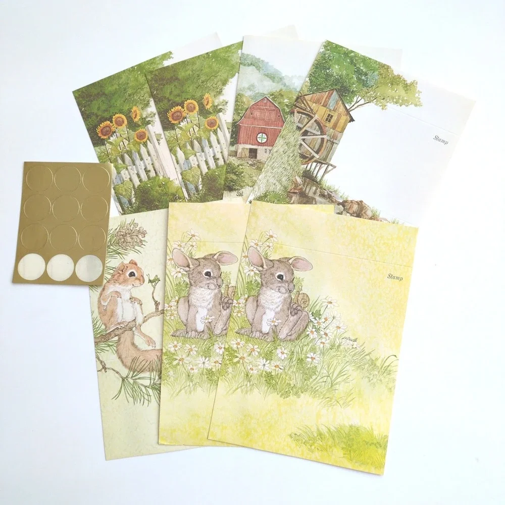Vtg Current Just a Note Folding Postcards Nature Animal Bunny Squirrel Seals
